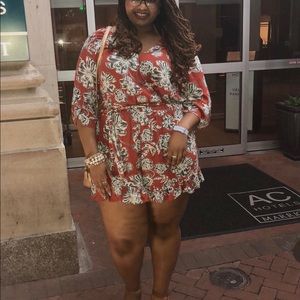 Orange/Floral romper